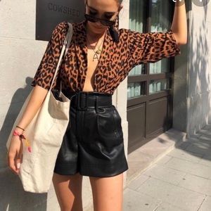 Zara Black Faux Leather Shorts
